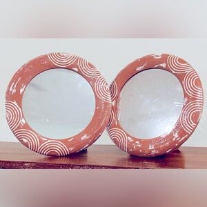 2 NWT Target Bullseye Rustic Boho Terra Cotta Decorative Mirrors 9” Rare